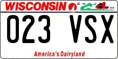 WI license plate 023VSX