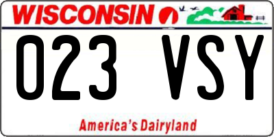 WI license plate 023VSY