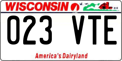 WI license plate 023VTE