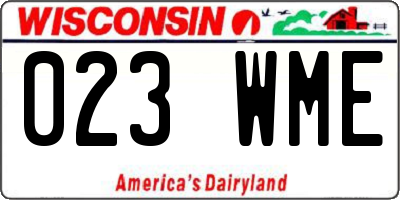 WI license plate 023WME
