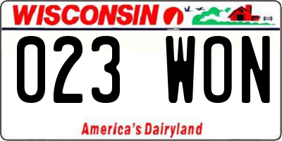 WI license plate 023WON