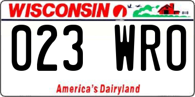 WI license plate 023WRO