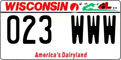 WI license plate 023WWW