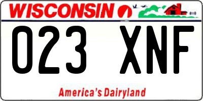WI license plate 023XNF