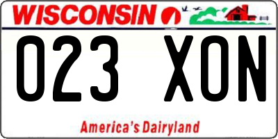 WI license plate 023XON