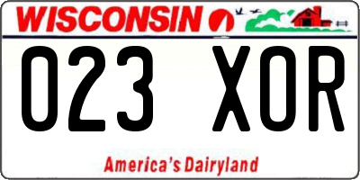 WI license plate 023XOR