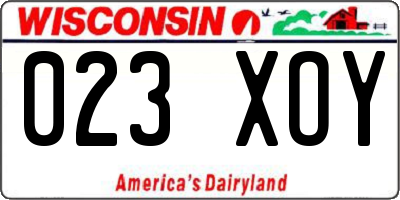 WI license plate 023XOY