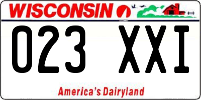 WI license plate 023XXI