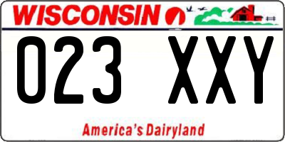 WI license plate 023XXY