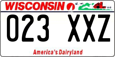 WI license plate 023XXZ