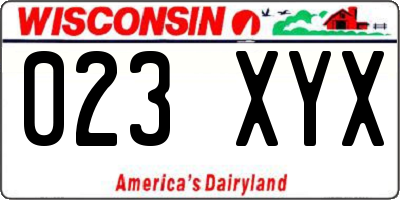 WI license plate 023XYX