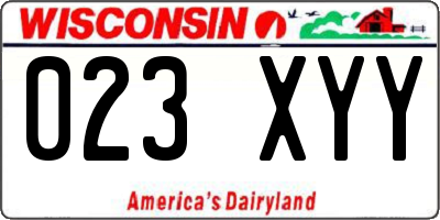 WI license plate 023XYY