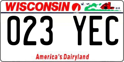 WI license plate 023YEC