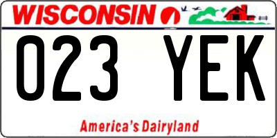 WI license plate 023YEK
