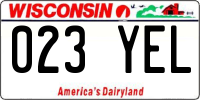 WI license plate 023YEL