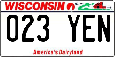 WI license plate 023YEN