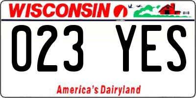 WI license plate 023YES