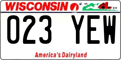 WI license plate 023YEW
