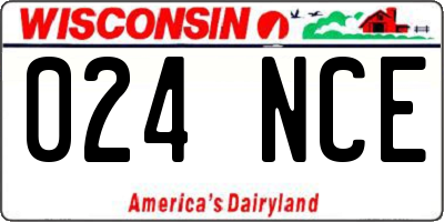 WI license plate 024NCE