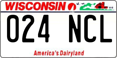 WI license plate 024NCL