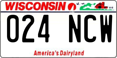 WI license plate 024NCW