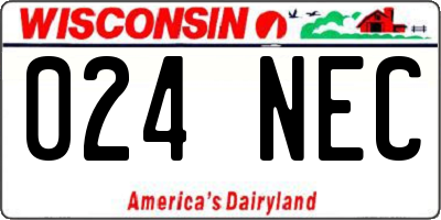 WI license plate 024NEC