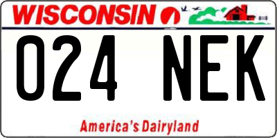 WI license plate 024NEK