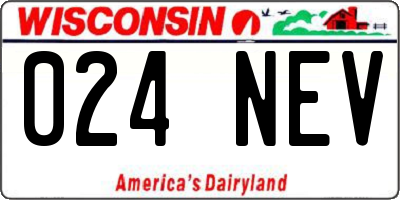 WI license plate 024NEV