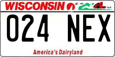 WI license plate 024NEX