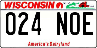 WI license plate 024NOE