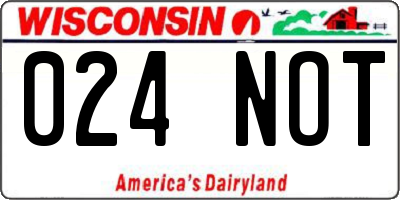 WI license plate 024NOT