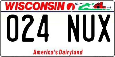 WI license plate 024NUX