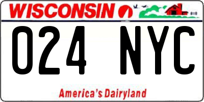 WI license plate 024NYC