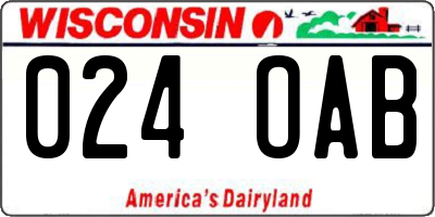 WI license plate 024OAB