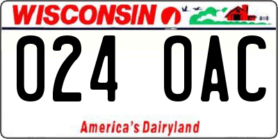 WI license plate 024OAC