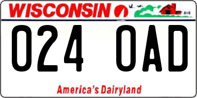 WI license plate 024OAD