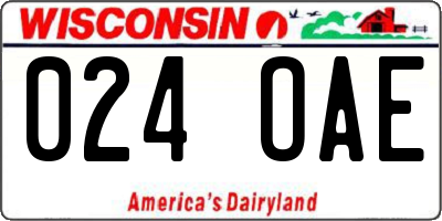 WI license plate 024OAE