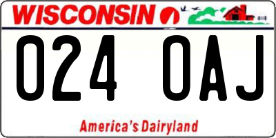 WI license plate 024OAJ