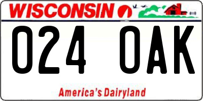 WI license plate 024OAK