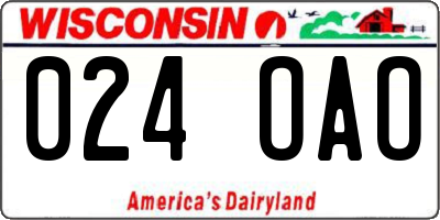 WI license plate 024OAO