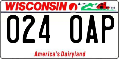 WI license plate 024OAP