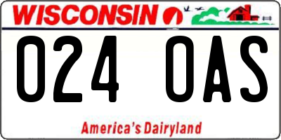 WI license plate 024OAS