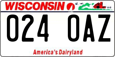 WI license plate 024OAZ