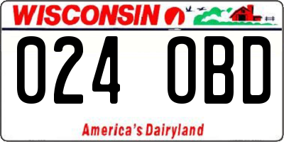 WI license plate 024OBD