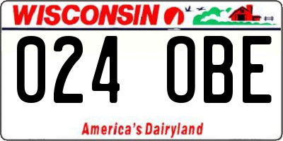 WI license plate 024OBE