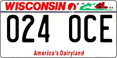 WI license plate 024OCE