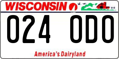 WI license plate 024ODO