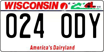 WI license plate 024ODY