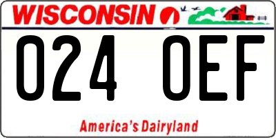 WI license plate 024OEF