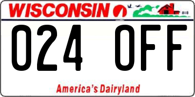 WI license plate 024OFF